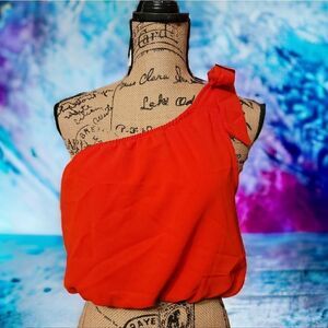 Women's Sexy One Shoulder Ruched Sleeveless Solid Tank Crop Top Size Small